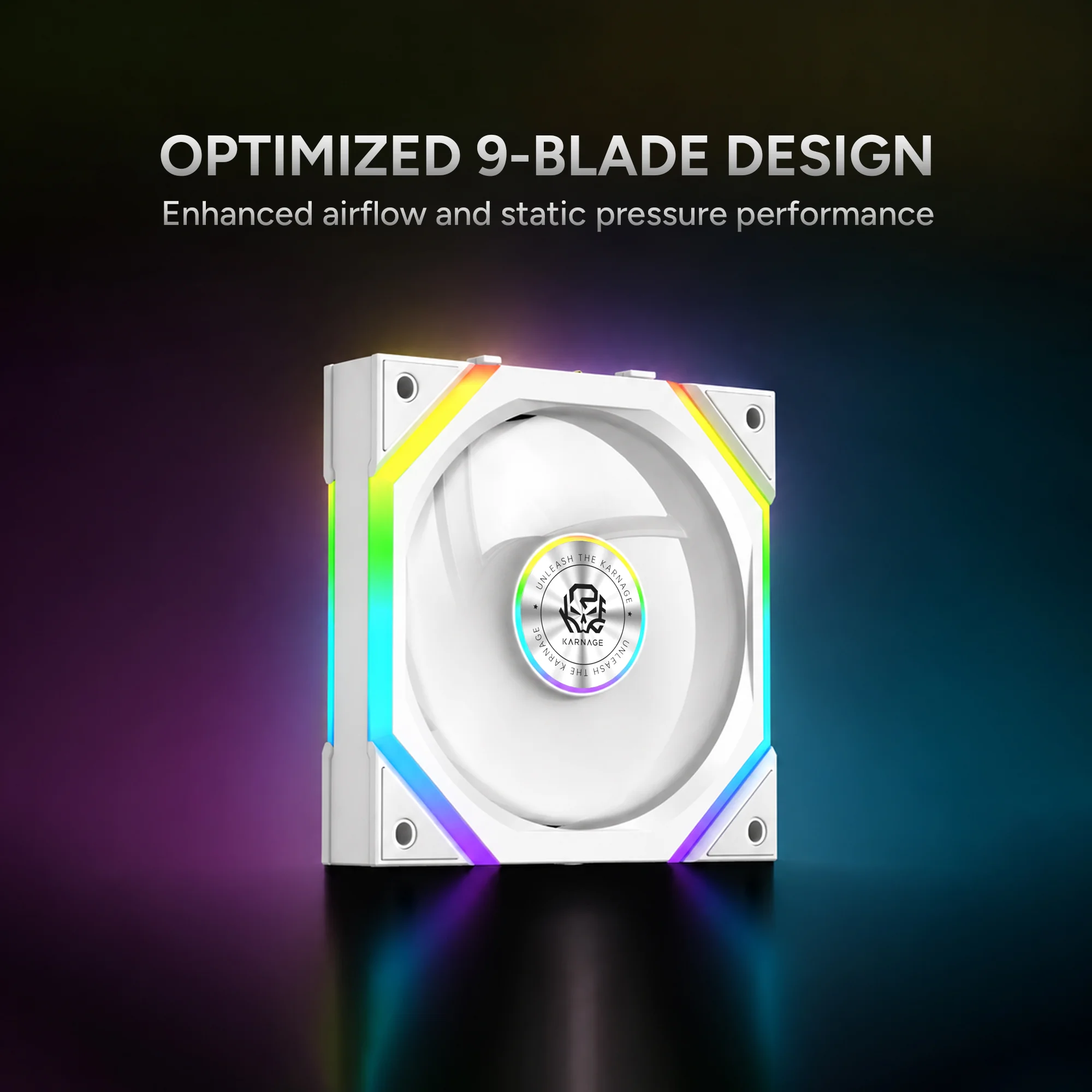 Karnage Ignite V3 ARGB Case Fan - White - View 2