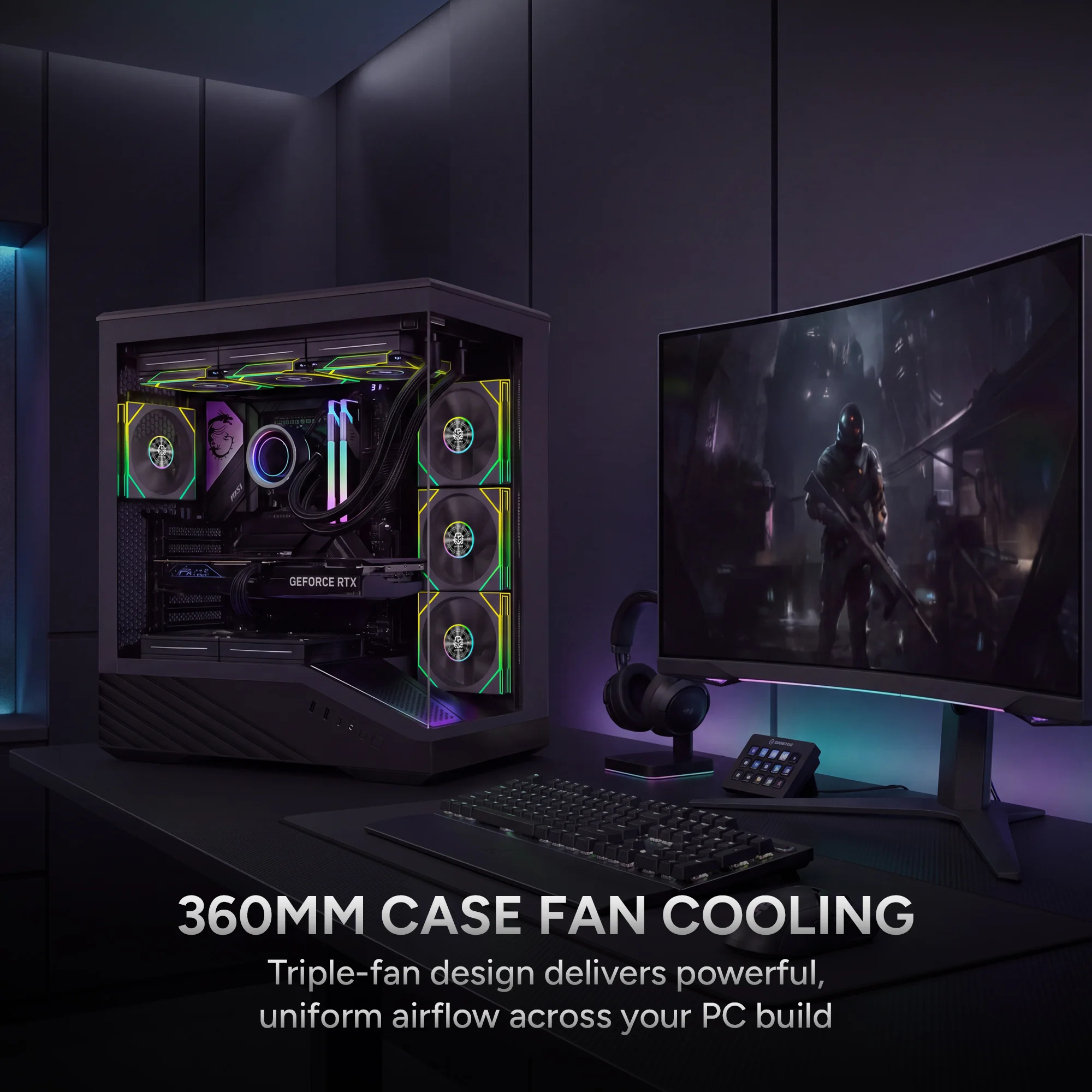 Karnage Sunbeam 360 ARGB Case Fan - Black - View 5