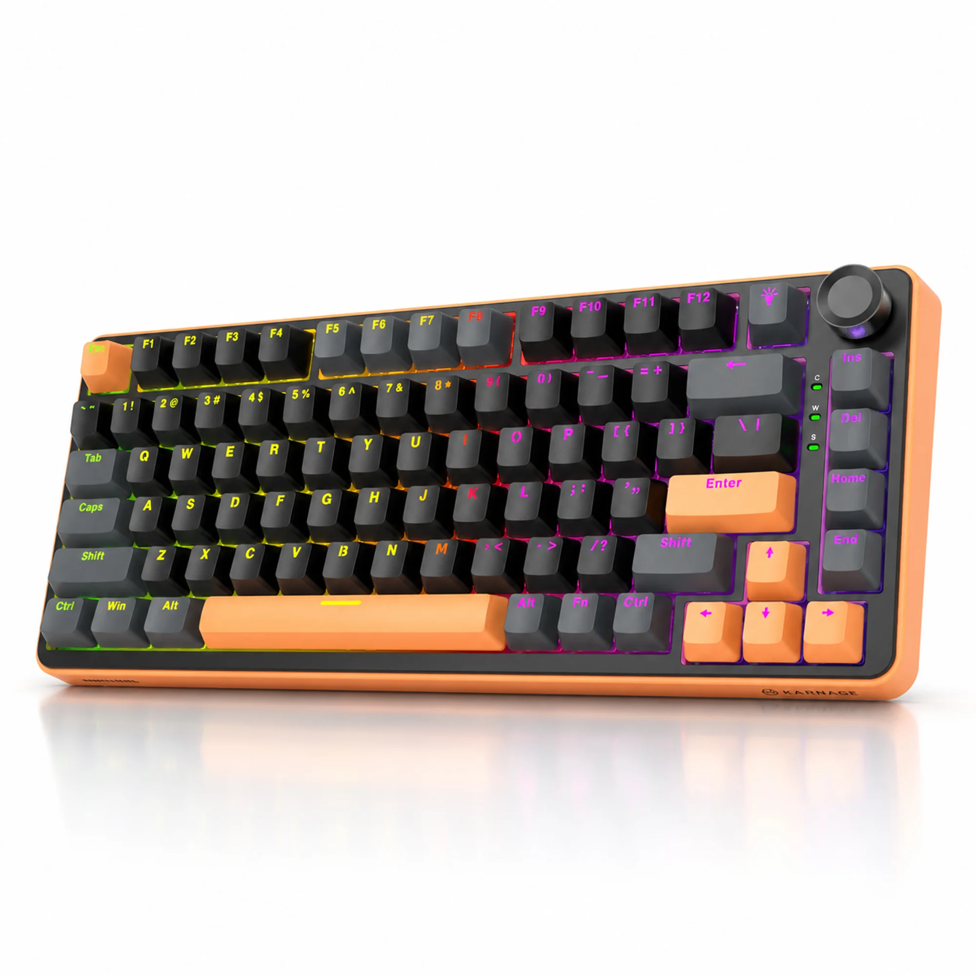 Karnage Sentinel 82 Mechanical Wired RGB Gaming Keyboard - Orange Black