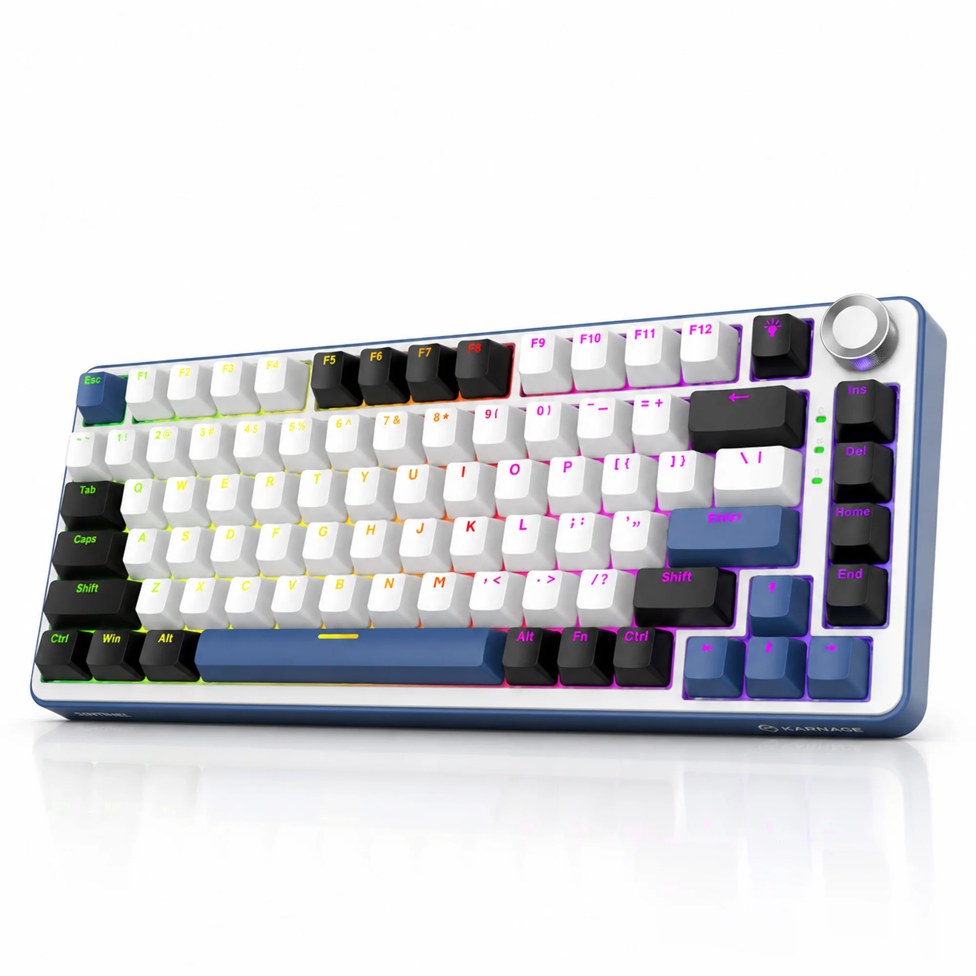 Karnage Sentinel 82 Mechanical Wired RGB Gaming Keyboard - White Blue